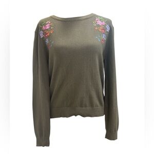 Bebe women’s green embroidered accent sweater size small